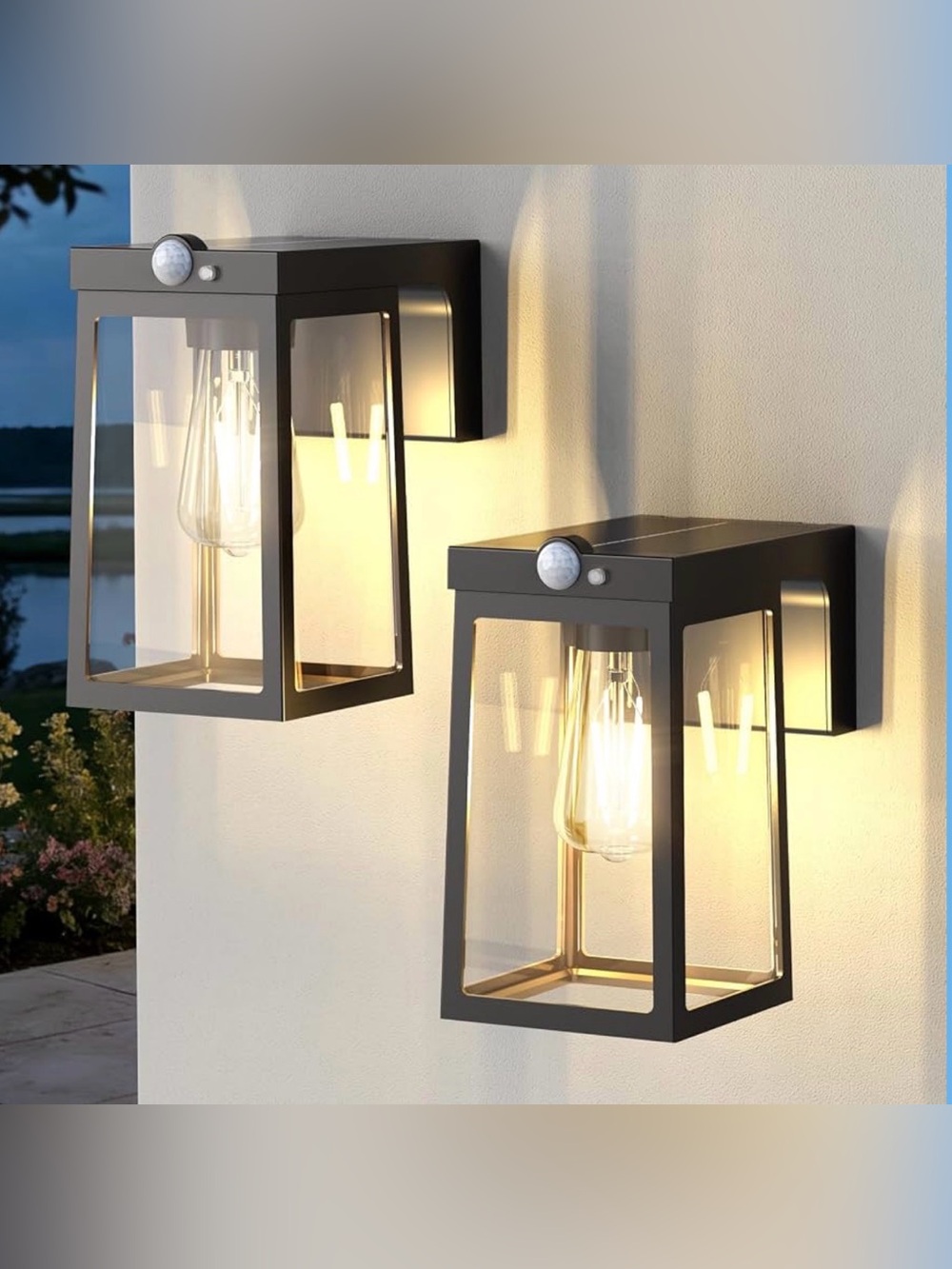 New! Solar Motion Sensor Lights, Solar Lights with 2 Modes & Waterproof, Dusk to